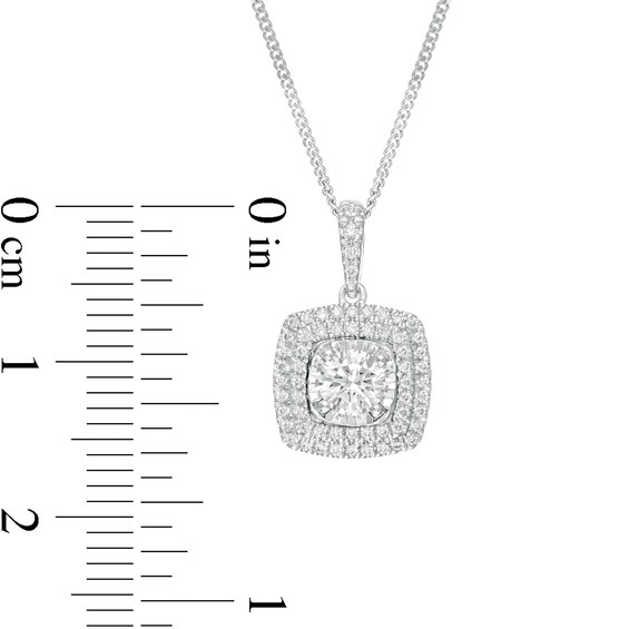 1/2 CT. T.w. Diamond Double Cushion Frame Pendant in 10K White Gold