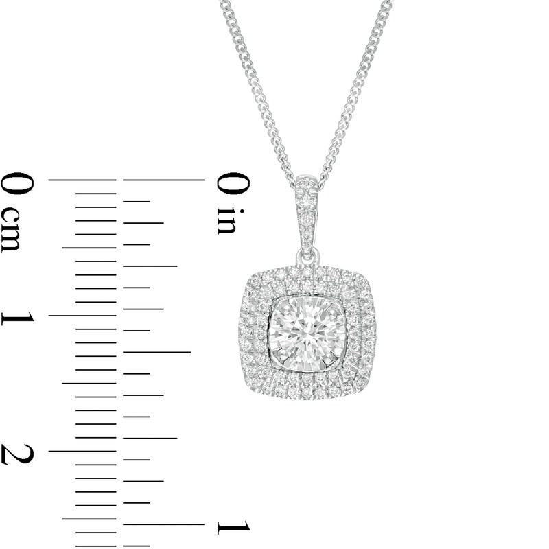 Main Image 4 of 1/2 CT. T.W. Diamond Double Cushion Frame Pendant in 10K White Gold