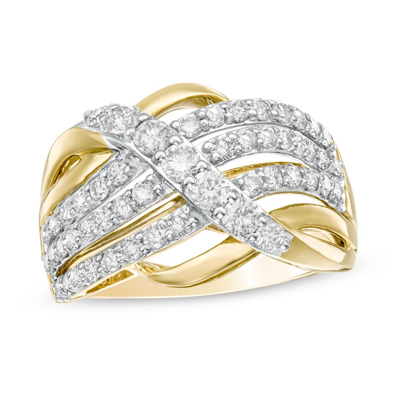 1 CT. T.W. Diamond Multi-Row Bypass Ring in 10K Gold