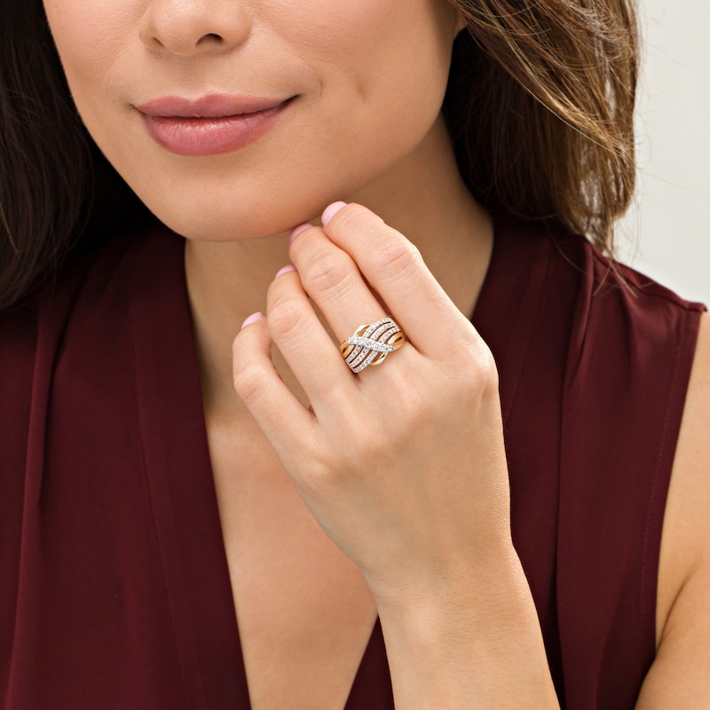 Main Image 2 of 1 CT. T.W. Diamond Multi-Row Bypass Ring in 10K Gold
