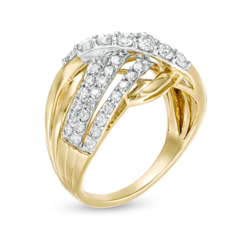 1 CT. T.W. Diamond Multi-Row Bypass Ring in 10K Gold
