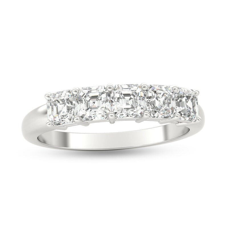 Main Image 1 of 1 CT. T.W. Asscher-Cut Diamond Five Stone Anniversary Band in Platinum (I/VS2)
