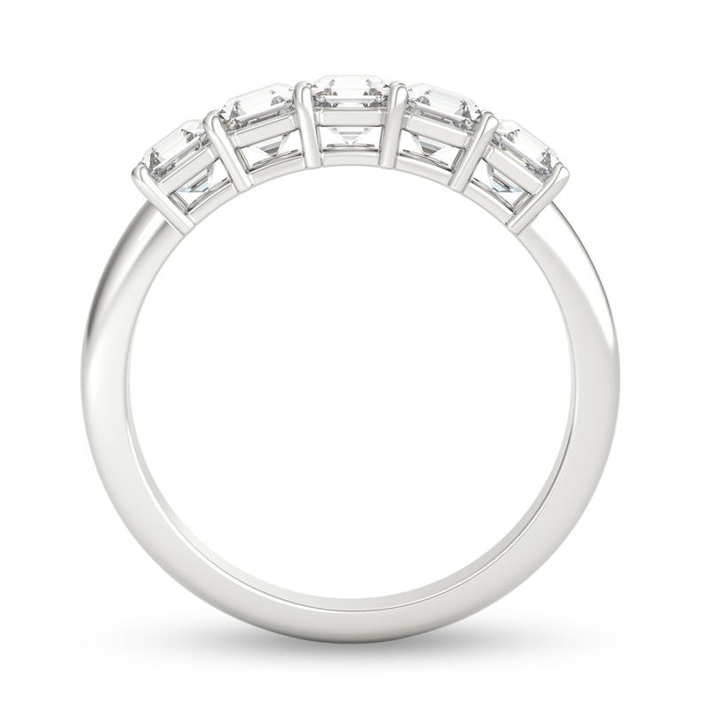 Main Image 3 of 1 CT. T.W. Asscher-Cut Diamond Five Stone Anniversary Band in Platinum (I/VS2)