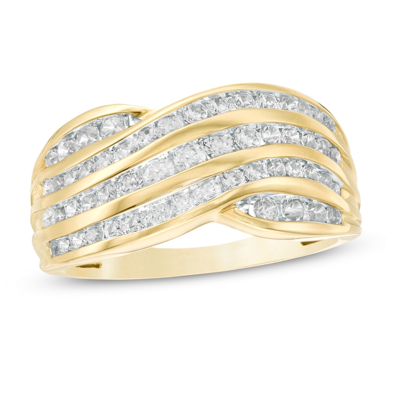 Main Image 1 of 1 CT. T.W. Diamond Multi-Row Crossover Ring in 10K Gold