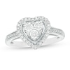 Thumbnail Image 1 of 1/4 CT. T.W. Composite Diamond Heart Frame Vintage-Style Ring in Sterling Silver