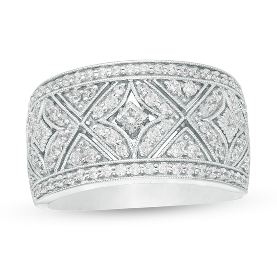 3/4 CT. T.w. Diamond Art Deco Vintage-Style Ring in Sterling Silver