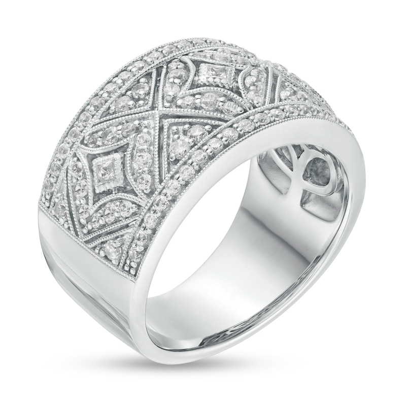 Main Image 3 of 3/4 CT. T.W. Diamond Art Deco Vintage-Style Ring in Sterling Silver