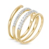 Thumbnail Image 3 of 1/10 CT. T.W. Diamond Multi-Row Spiral Ring in 10K Gold - Size 7