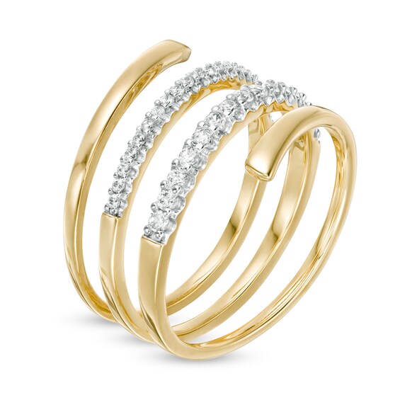 1/10 CT. T.w. Diamond Multi-Row Spiral Ring in 10K Gold - Size 7