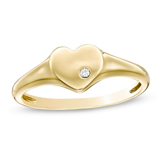 Diamond Accent Heart Signet Ring in 10K Gold