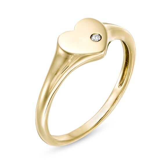 Diamond Accent Heart Signet Ring in 10K Gold