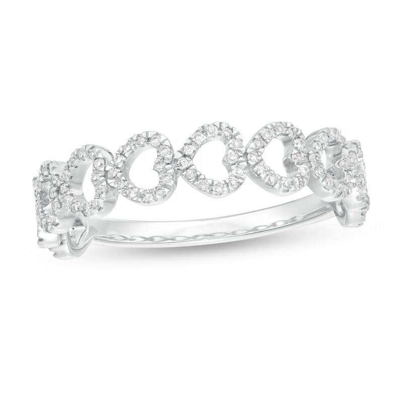 Main Image 1 of 1/6 CT. T.W. Diamond Sideways Heart Ring in 10K White Gold