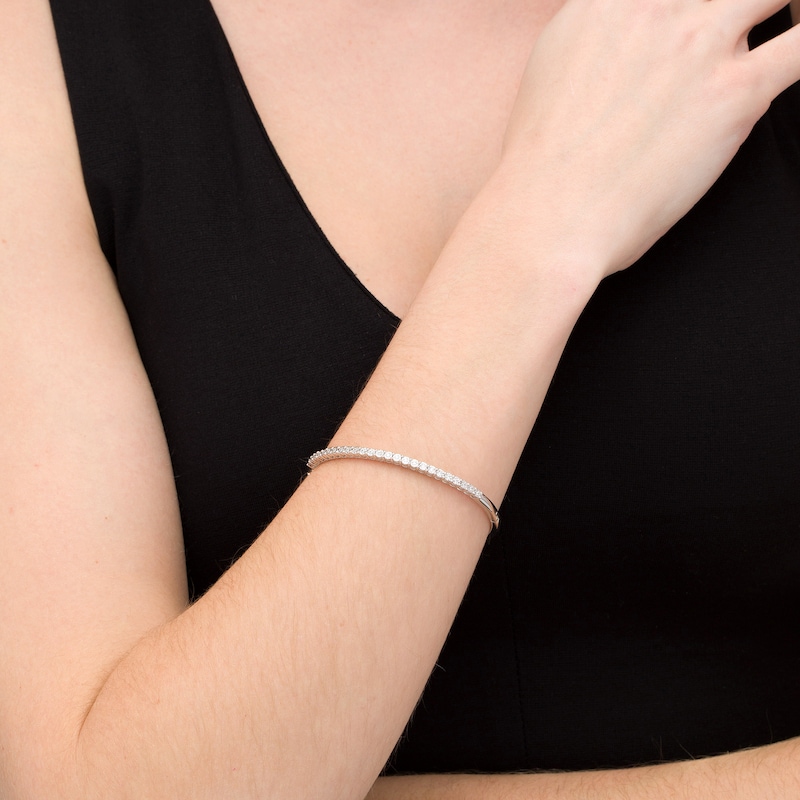 Main Image 2 of 1/4 CT. T.W. Diamond Bangle in Sterling Silver