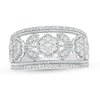 1/2 CT. T.W. Diamond Vintage-Style Floral Ring in 10K White Gold