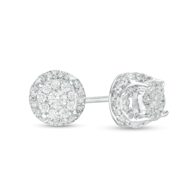 Main Image 1 of 1/2 CT. T.W. Composite Diamond Stud Earrings in 10K White Gold