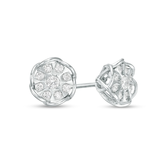 1/4 CT. T.w. Composite Diamond Petal Frame Stud Earrings in 10K White Gold