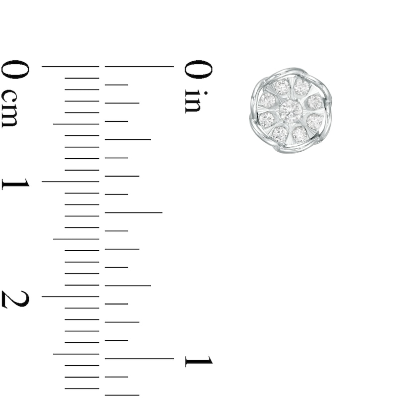 Main Image 3 of 1/4 CT. T.W. Composite Diamond Petal Frame Stud Earrings in 10K White Gold