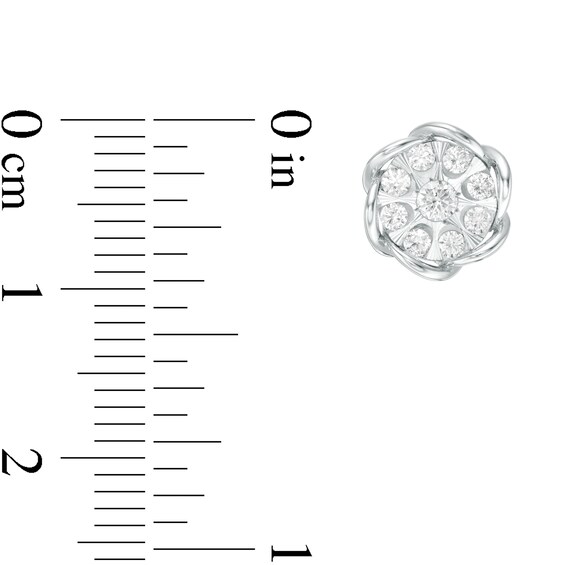 1/2 CT. T.w. Diamond Petal Frame Stud Earrings in 10K White Gold