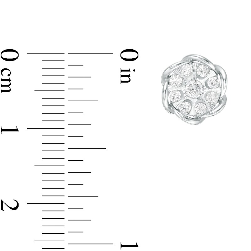 Main Image 3 of 1/2 CT. T.W. Diamond Petal Frame Stud Earrings in 10K White Gold