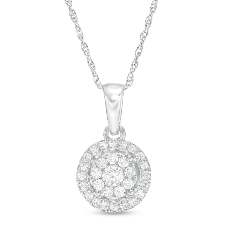 1/4 CT. T.W. Diamond Double Frame Pendant in 10K White Gold | Zales