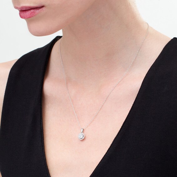 1/4 CT. T.w. Diamond Double Frame Pendant in 10K White Gold