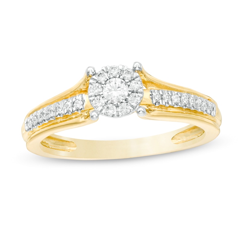 1/4 CT. T.W. Diamond Frame Split Shank Ring in 10K Gold