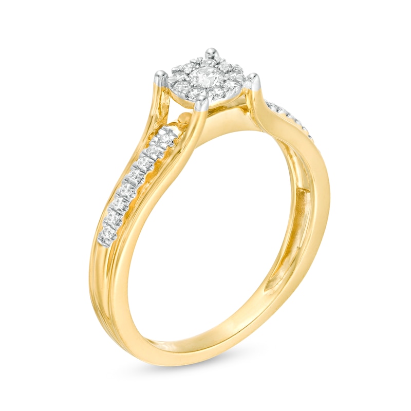 Main Image 3 of 1/4 CT. T.W. Diamond Frame Split Shank Ring in 10K Gold