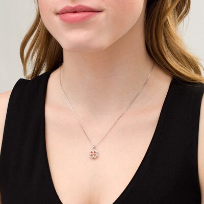 1 10 Ct T W Diamond Heart Shaped Four Leaf Clover Pendant In Sterling Silver And 10k Rose Gold Zales - Rose Gold Four Leaf Clover Pendant 1 10 Ct T W Diamond Heart Shaped Four Leaf Clover Pendant In Sterling Silver And 10k Rose Gold Zales - Rose Gold Four Leaf Clover Pendant