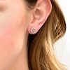 Thumbnail Image 2 of 1/10 CT. T.W. Diamond Heart-Shaped Four Leaf Clover Stud Earrings in Sterling Silver and 10K Rose Gold