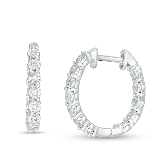 1/10 CT. T.w. Diamond Inside-Out Hoop Earrings in Sterling Silver