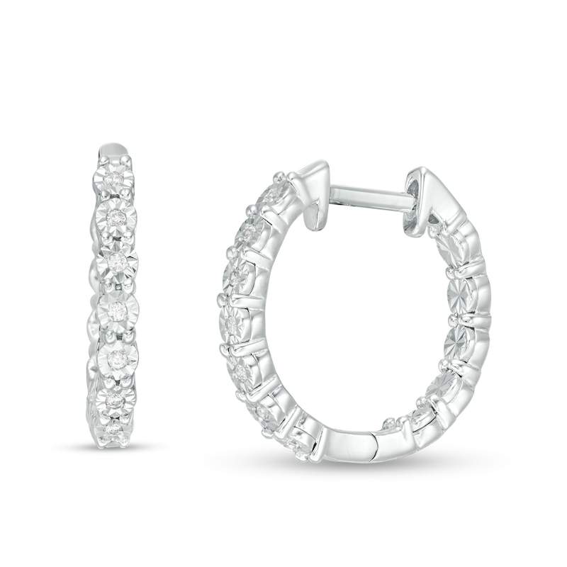 1/10 CT. T.W. Diamond Inside-Out Hoop Earrings in Sterling Silver