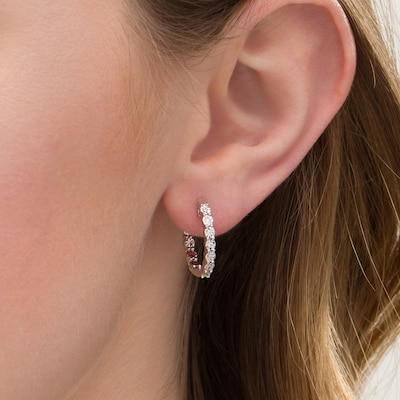 Round Cut White Cubic Zirconia Hoop Earrings in14k Rose Gold Over Sterling Silver 0.23 cttw 