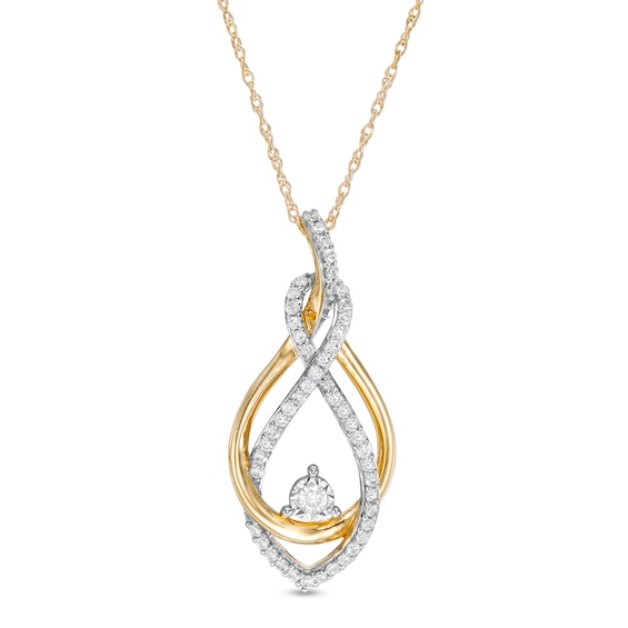 1/4 CT. T.w. Diamond Twist Flame Pendant in 10K Gold