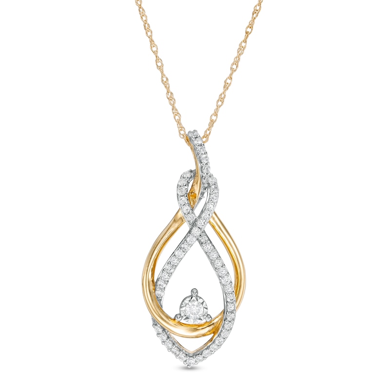 Main Image 1 of 1/4 CT. T.W. Diamond Twist Flame Pendant in 10K Gold