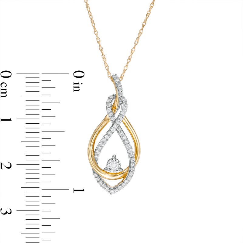 Main Image 3 of 1/4 CT. T.W. Diamond Twist Flame Pendant in 10K Gold
