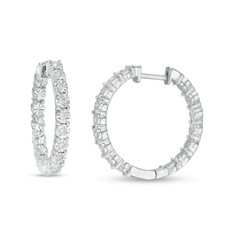 1/4 CT. T.W. Diamond Illusion Inside-Out Hoop Earrings in Sterling Silver