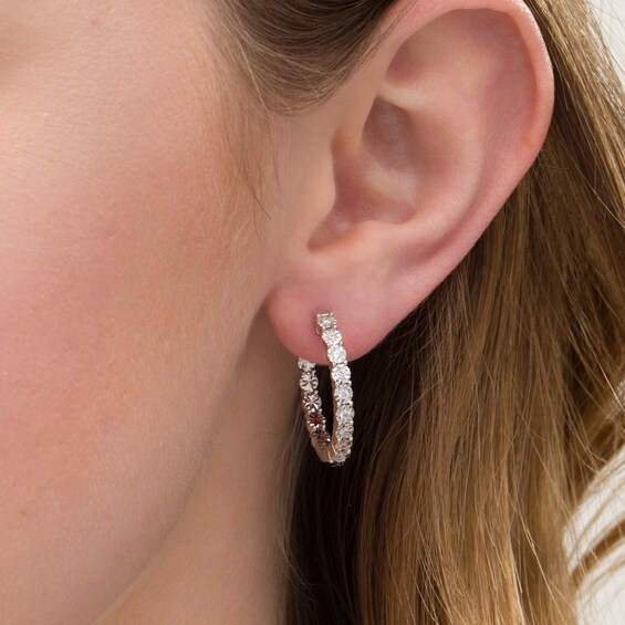 1/4 CT. T.W. Diamond Inside-Out Hoop Earrings in Sterling Silver 1/4 CT. T.W. Diamond Inside-Out Hoop Earrings in Sterling Silver