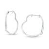 Thumbnail Image 1 of 1/5 CT. T.W. Diamond Heart Hoop Earrings in Sterling Silver