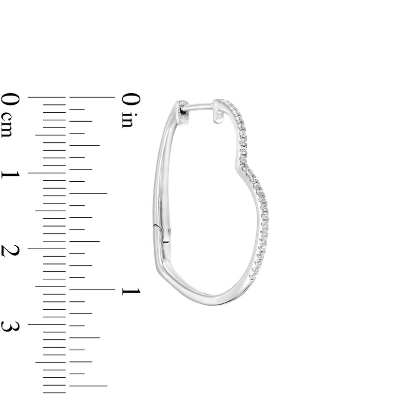 Main Image 3 of 1/5 CT. T.W. Diamond Heart Hoop Earrings in Sterling Silver