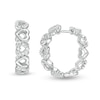 Thumbnail Image 1 of 1/10 CT. T.W. Diamond Alternating Heart Hoop Earrings in Sterling Silver