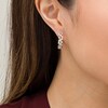 Thumbnail Image 2 of 1/10 CT. T.W. Diamond Alternating Heart Hoop Earrings in Sterling Silver