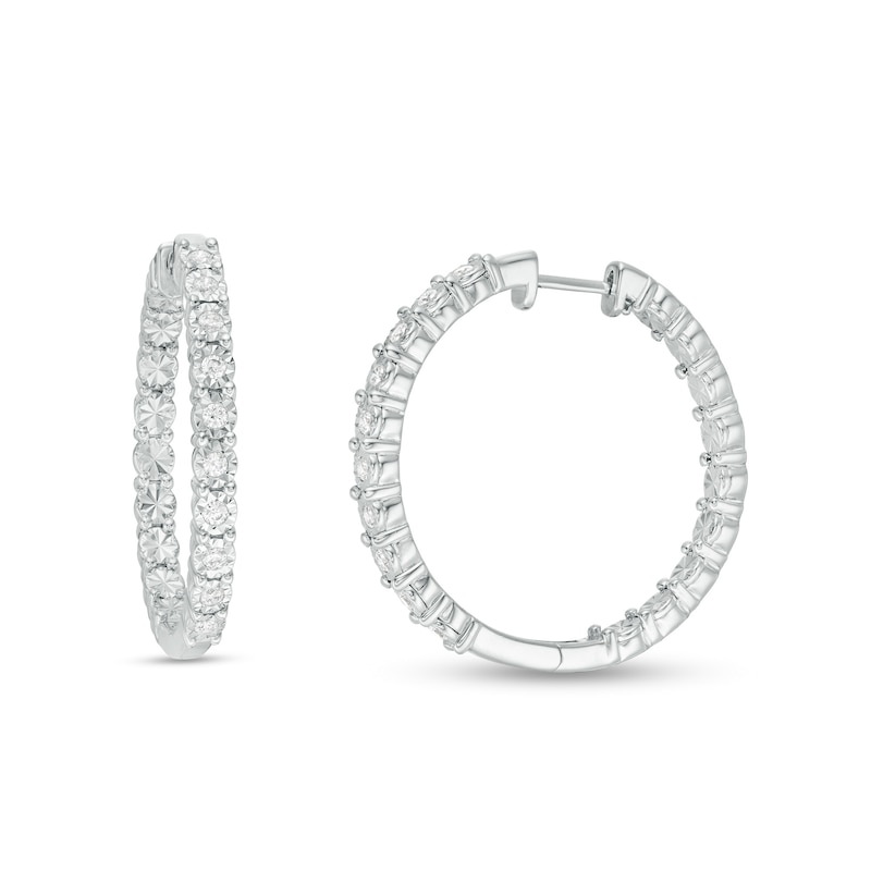 Main Image 1 of 1/2 CT. T.W. Diamond Inside-Out Hoop Earrings in Sterling Silver