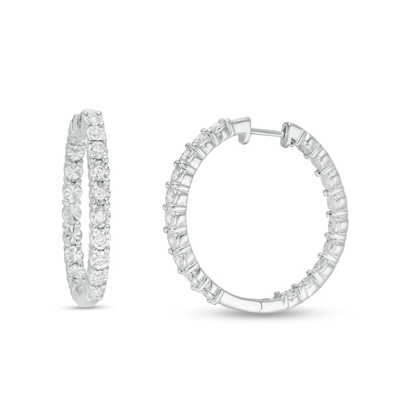 1/2 CT. T.W. Diamond Inside-Out Hoop Earrings in Sterling Silver