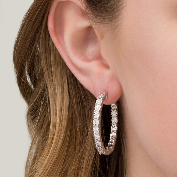 1/2 CT. T.w. Diamond Inside-Out Hoop Earrings in Sterling Silver
