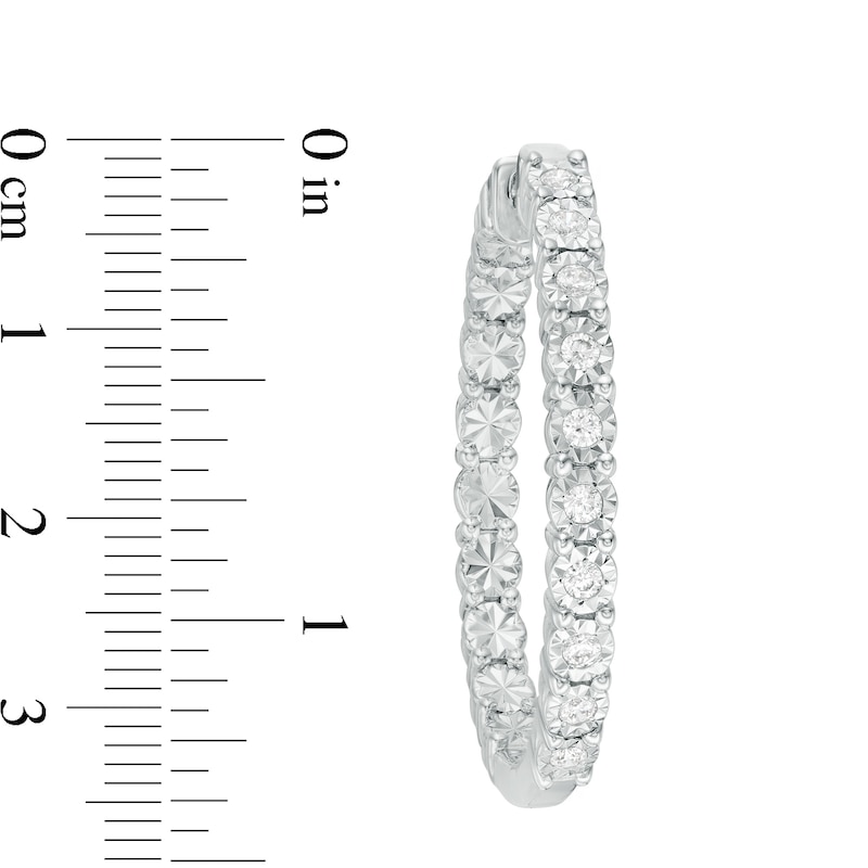 Main Image 3 of 1/2 CT. T.W. Diamond Inside-Out Hoop Earrings in Sterling Silver