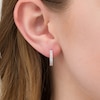 Thumbnail Image 2 of 3/8 CT. T.W. Diamond Hoop Earrings in 10K White Gold