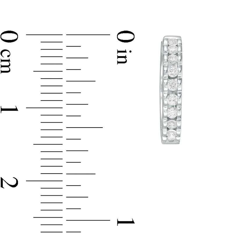 Main Image 3 of 3/8 CT. T.W. Diamond Hoop Earrings in 10K White Gold