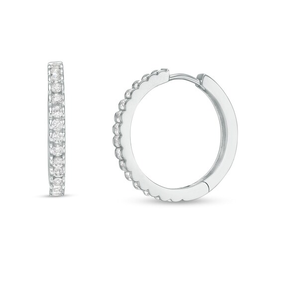 5/8 CT. T.W. Diamond Hoop Earrings in 10K White Gold 5/8 CT. T.W. Diamond Hoop Earrings in 10K White Gold