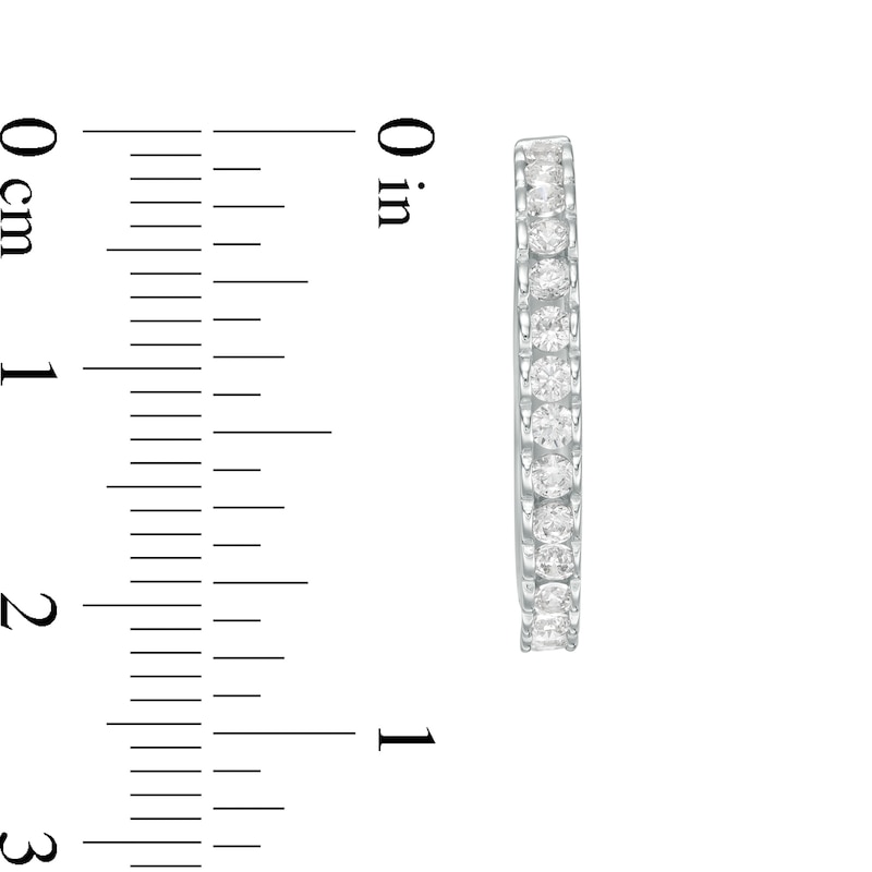 Main Image 3 of 5/8 CT. T.W. Diamond Hoop Earrings in 10K White Gold