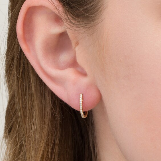 1/10 CT. T.w. Diamond Line Huggie Hoop Earrings in 10K Gold